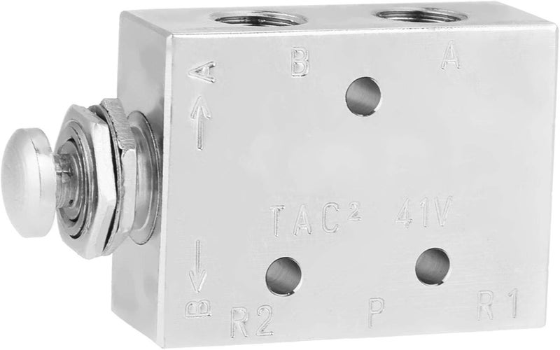 POCREATION TAC2-41P Toggle Valve, 2 Position 3 Way Air Pneumatic Knob Control ON/OFF Air Control Toggle Valve Type Mushroom Push Button 2.16 x 1.26inch - Image 1